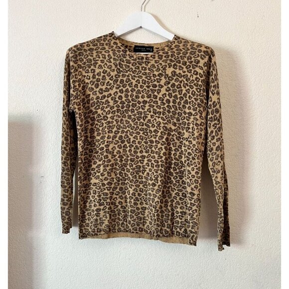 august silk Sweaters - August Silk Knits Metallic Animal Print Sweater Womens Medium Brown Pullover
